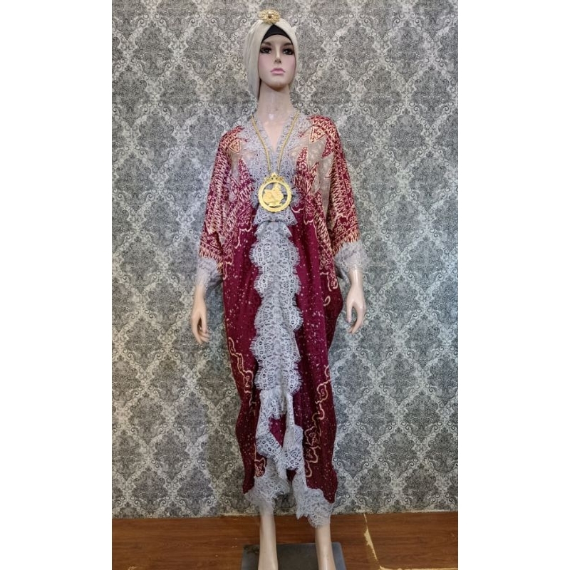 Kaftan Azura Batik Viscose Silk - Baju Kaftan Modern Batik Handstamp