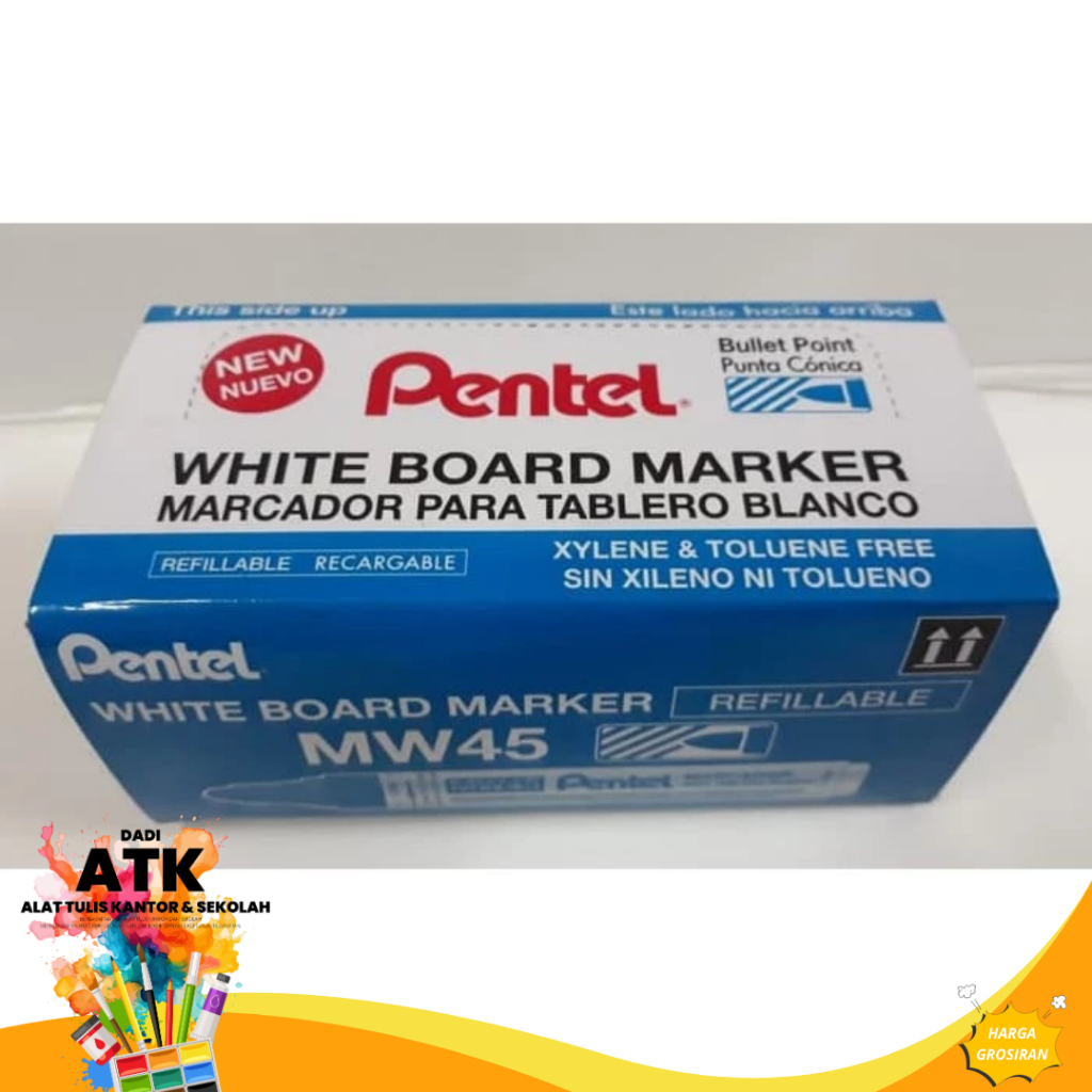 

Pentel MW45 Boardmarker Biru – Spidol Whiteboard 1 Pack Isi 12 Pcs