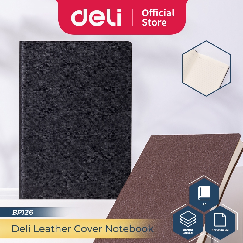 

Deli Leather Cover Notebook / Buku Catatan Sampul Kulit A5 120 Lembar Desain Elegan BP126