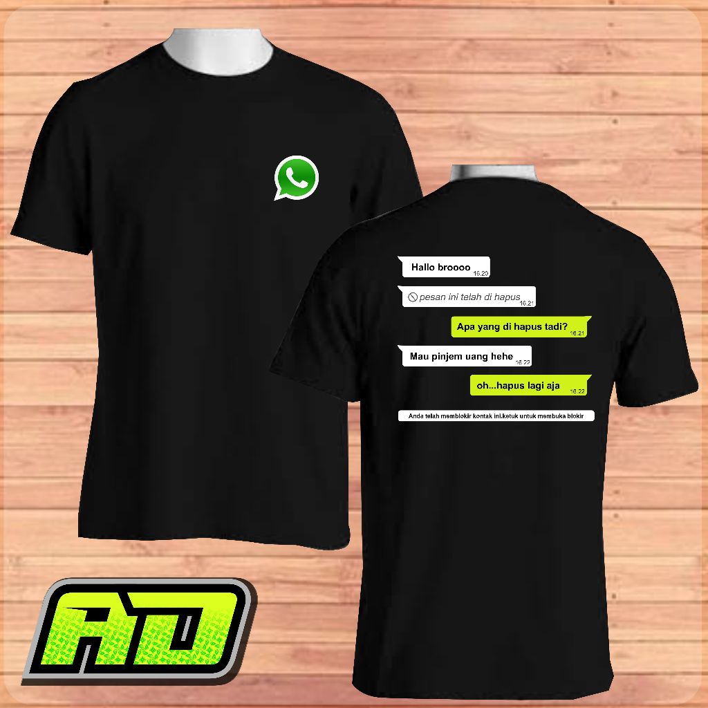 kaos whatsapp pinjang duit pria dan wanita terbaru kualitas premium