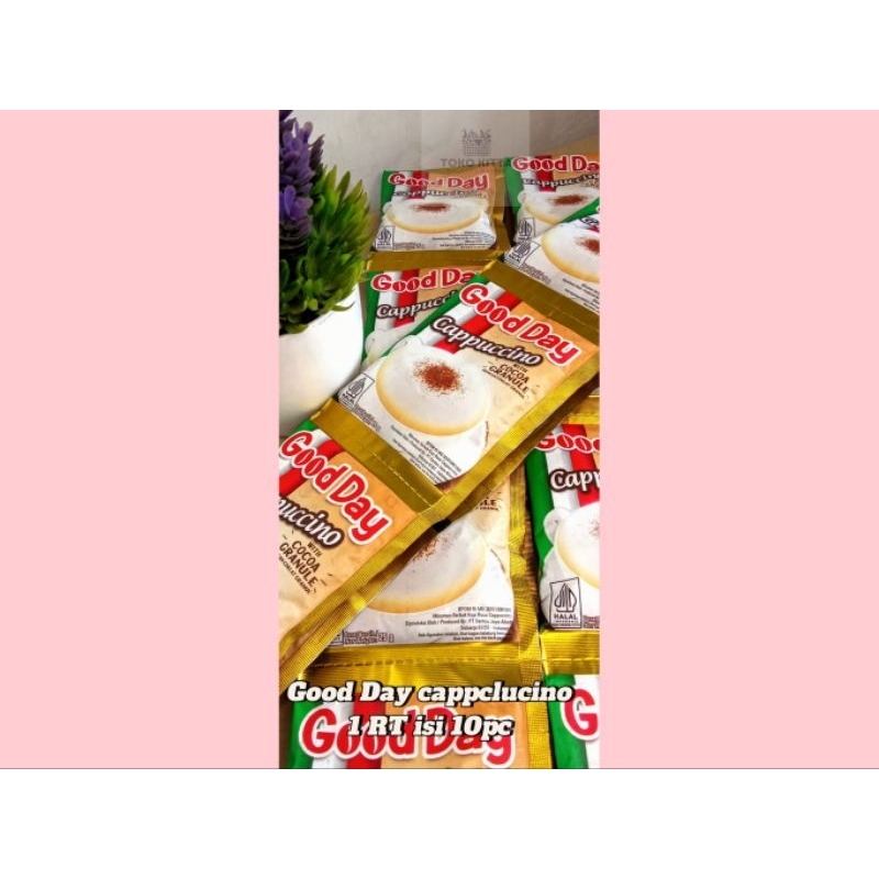 

Good Day Cappucino 25 gram 1 renceng isi 10 piece with Cocoa granule