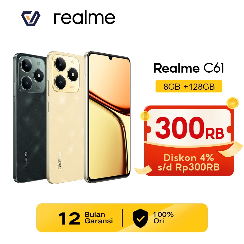 Official Realme C61 8GB+128GB (50MP AI Camera | 90Hz Eye Comfort Display | 7.84mm Ultra Slim Design 