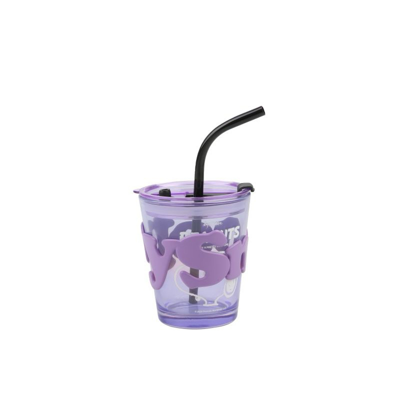 Miniso Glass Tumbler with straw 300ml / Gelas minum gelas kaca kopi
