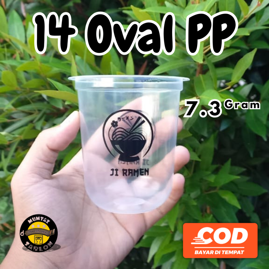 Sablon Cup 14oz OVAL PP | 7.3gram | Coffee Cup