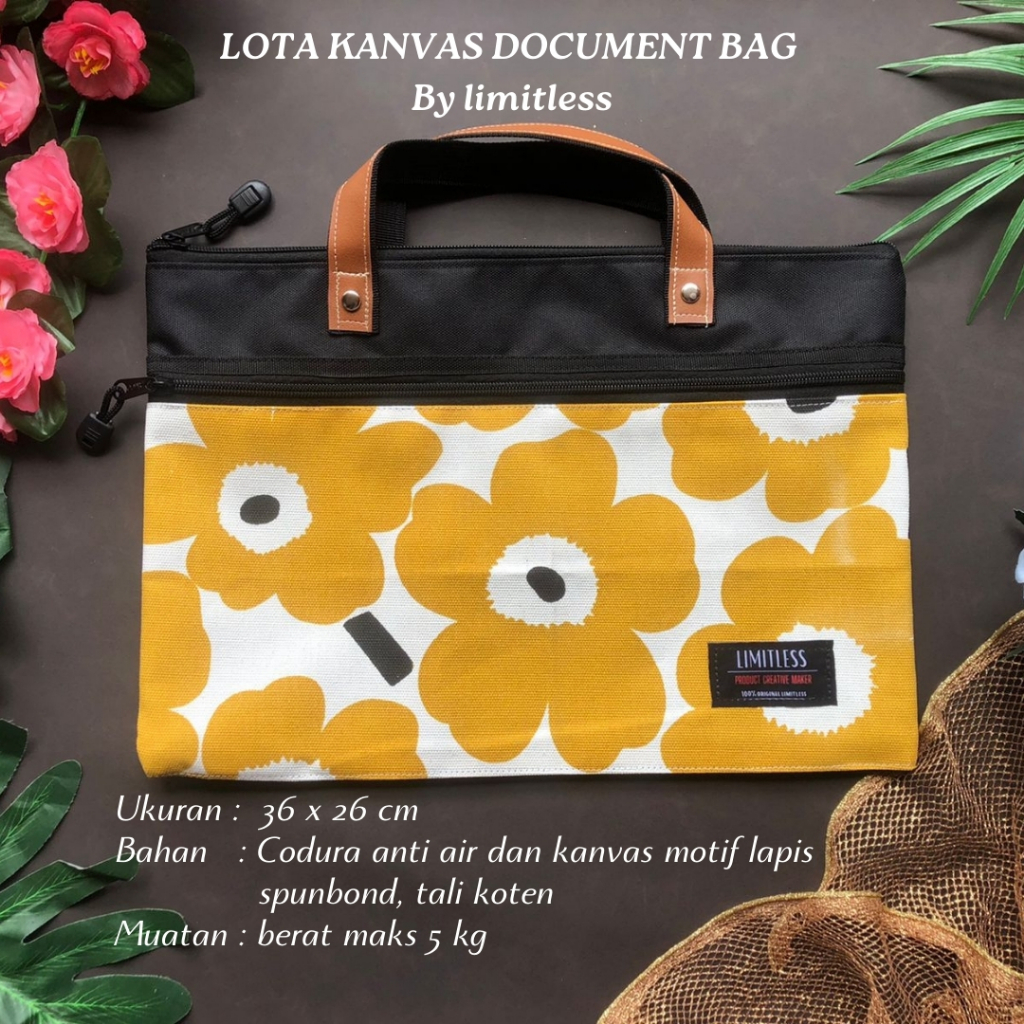 

Limitless - Lotta MOTIF KANVAS Document Bag / Map Kertas Ukuran Folio F4 Unisex Motif Kekinian