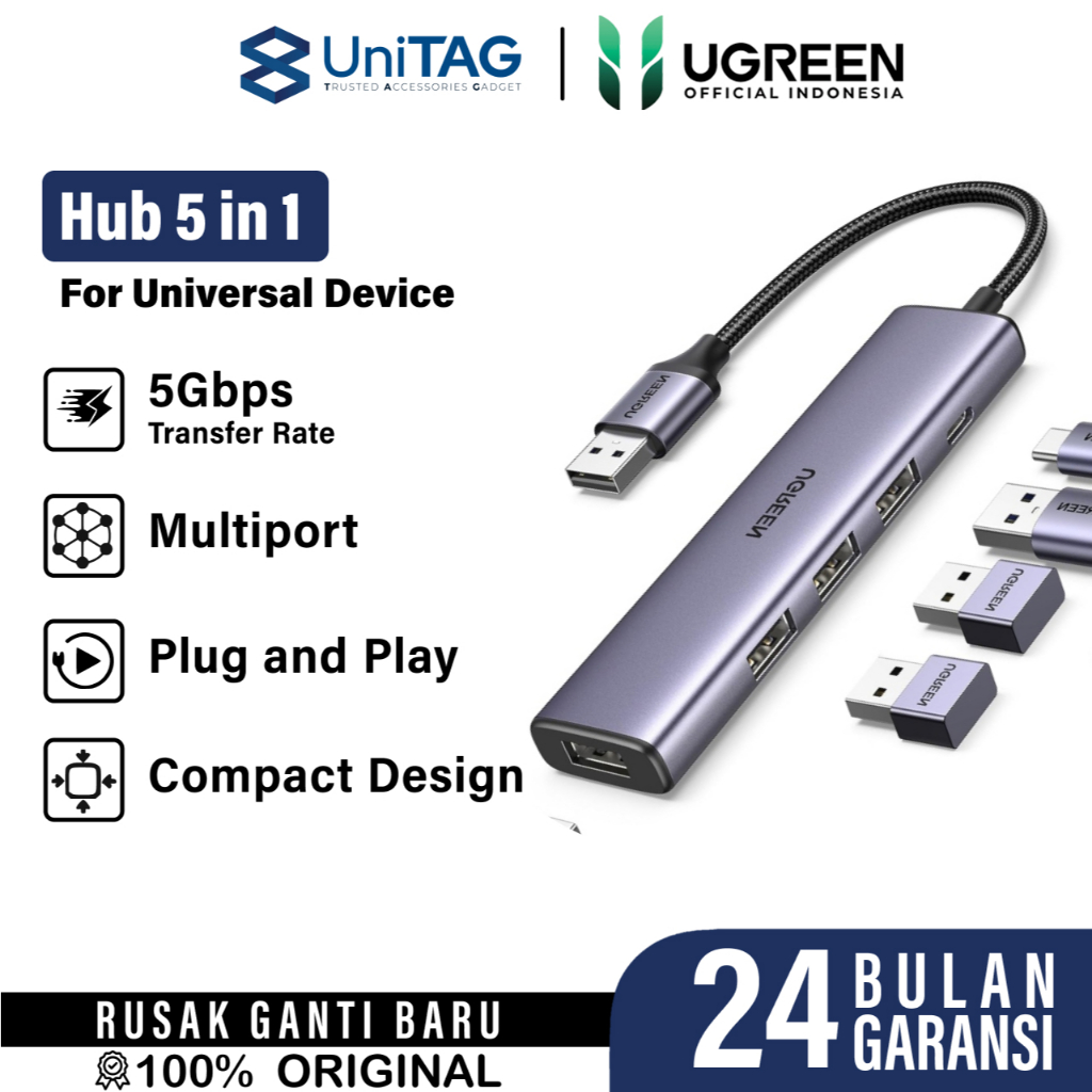 UGREEN USB HUB C Laptop Macbook Komputer HDMI VGA Jack Audio RJ45 TF SD CARD