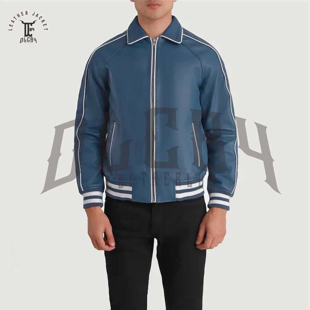 BOMBER LEATHER JACKET - JAKET PRIA GAROET GR025