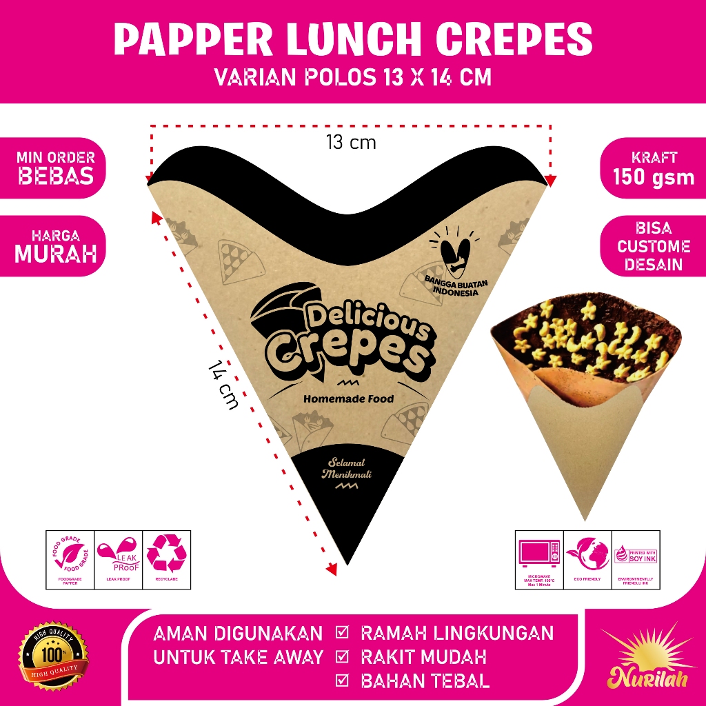 Kemasan Crepes - Paper Lunch Crepes - Tempat Makan Crepes - Kertas Crepes
