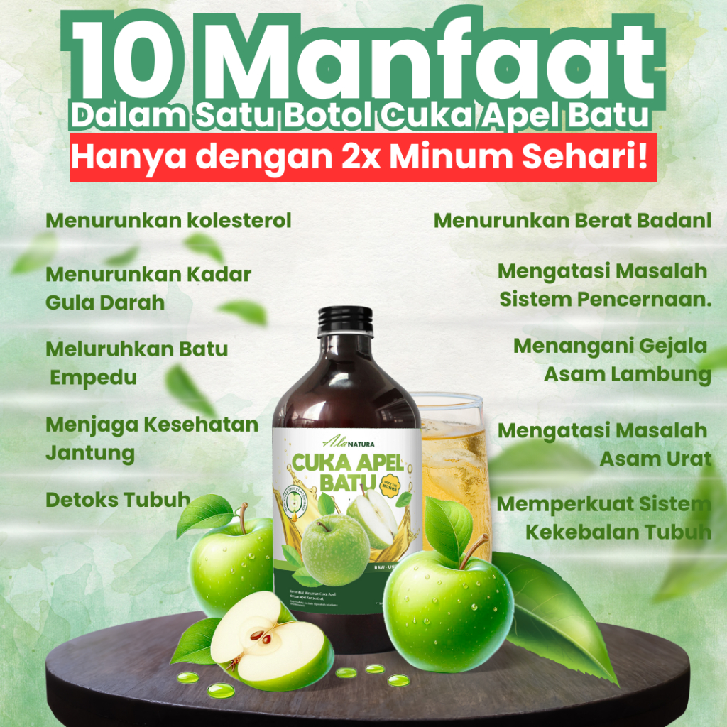 

Cuka Apel Hijau With Mother 500 ml Menurunkan Kolesterol, Diet, Membakar Lemak, Detoks & Jantung