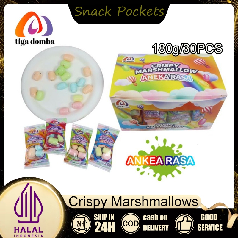 

120Pcs Crispy Marshmallow Permen renyah camilan permen makanan ringan anak-anak untuk orang dewasa