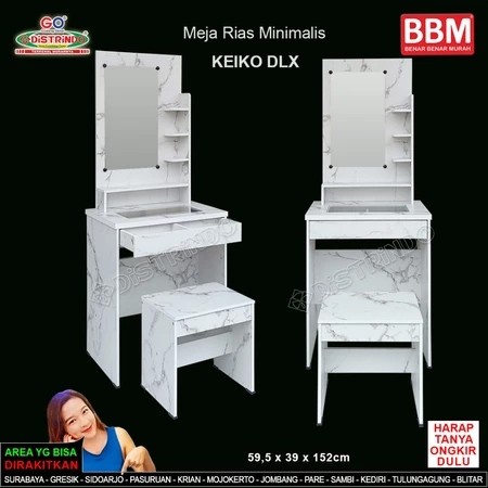 Distrindo - Meja Rias Minimalis 60cm dengan Laci Panjang + KURSI