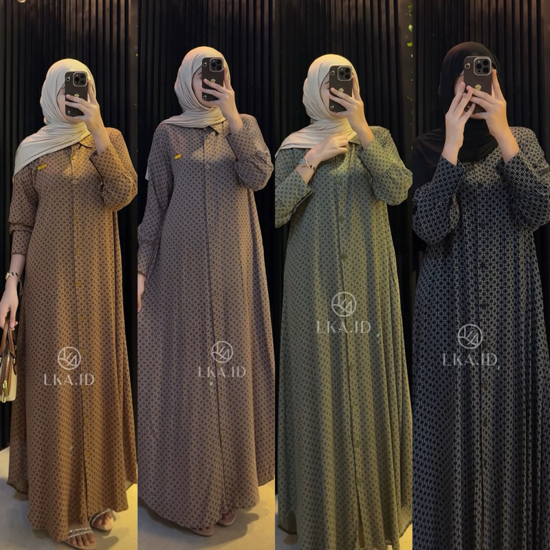 Mecca Long Shirt by Lka.id Rayon Diamond Premium Dress Muslim Terbaru Busui Friendly
