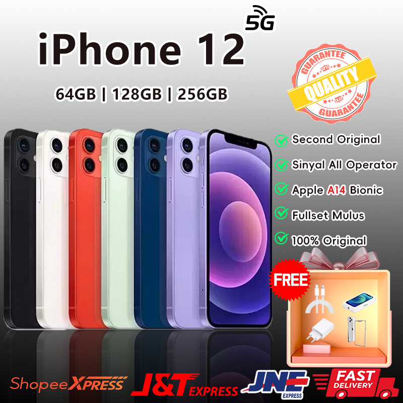 ✨Ready Stok✨iPhone 12 64GB/128GB/256GB Second Original 100% Fullset Mulus/iPhone bekas Tersedia di t