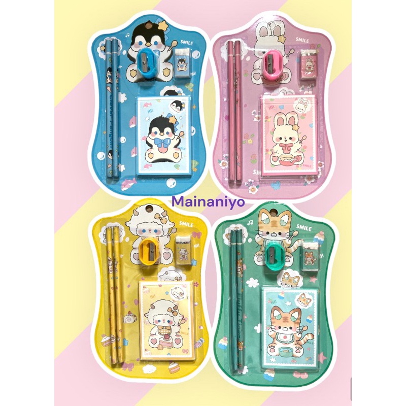 

Potongan 3 Produk Populer Castle 5 in 1 set stationery anak sekolah paket alat tulis pensil buku rautan serutan souvenir hampers goodie bag birthday hadiah lomba