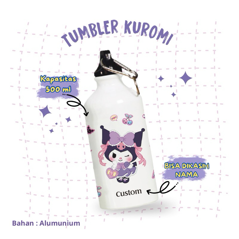 Tumbler Kuromi /  Tumbler custom / Tumbler Korumi Anak / Hampers Tumbler / Tumbler Sport / Kado Ulan