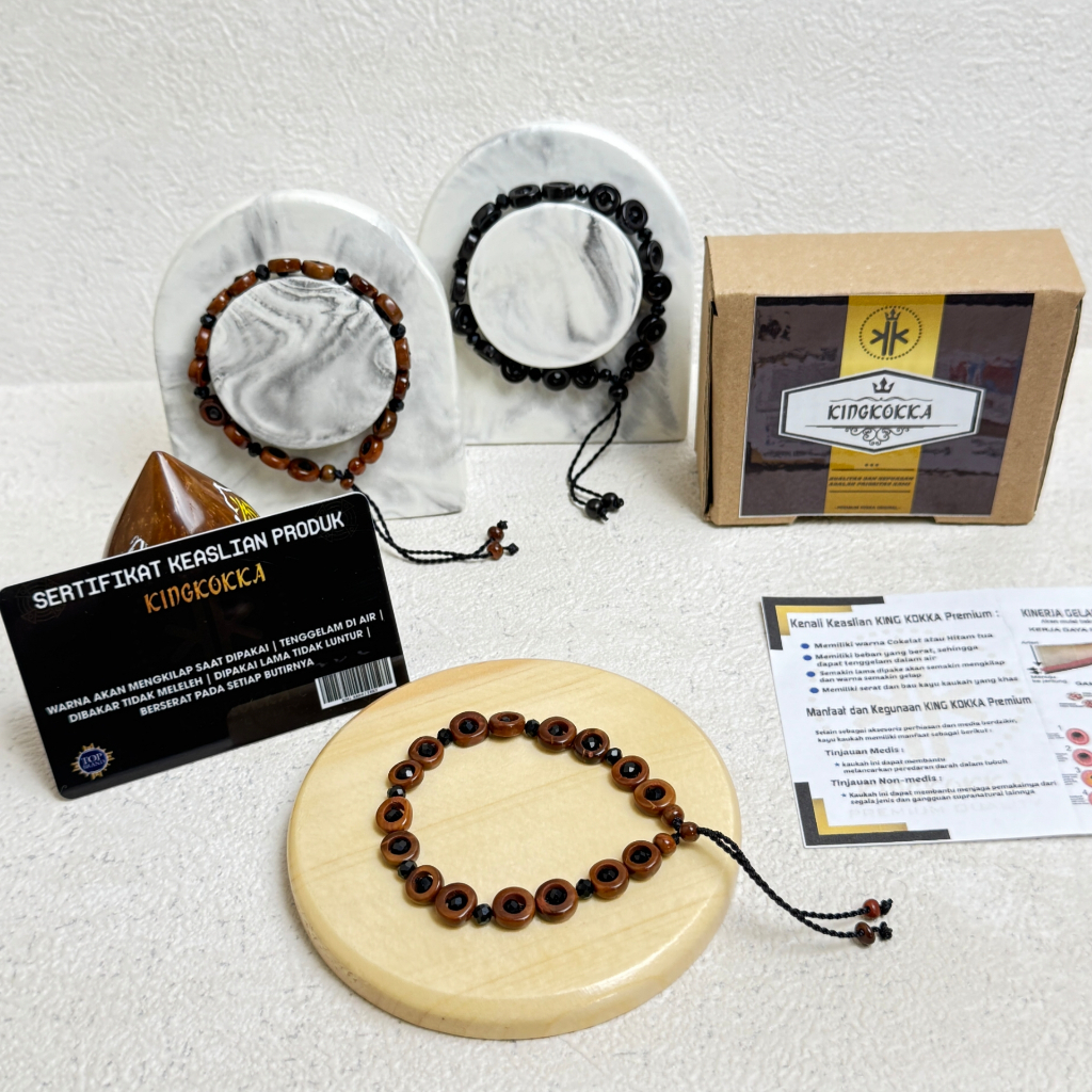 Gelang Kokka Original BERSERTIFIKAT | Gelang Kayu Kaukah Kaokah Asli Motif Ring Kristal