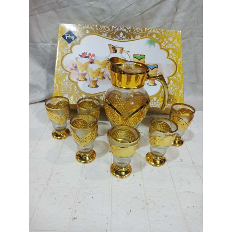 Tea set Kristal 7 pcs / Gelas Kristal / Gelas Es Cream