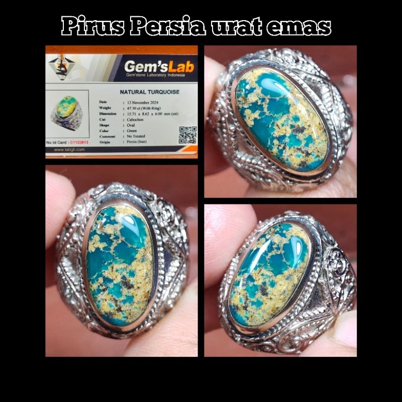 NATURAL BATU PIRUS PERSIA URAT EMAS