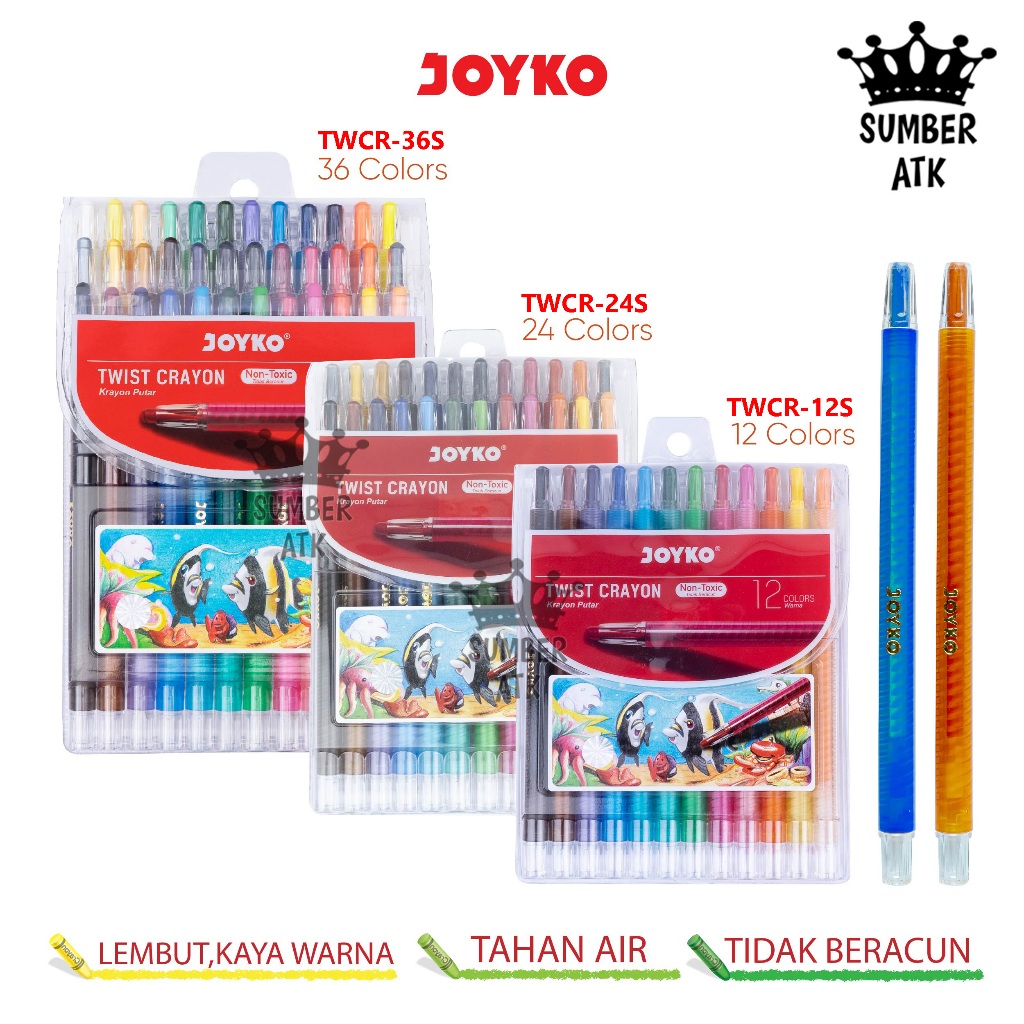 

Krayon Putar Twist Crayon Joyko 12 , 24 , 36 WARNA PANJANG TWCR-12S TWCR-24S TWCR-36S