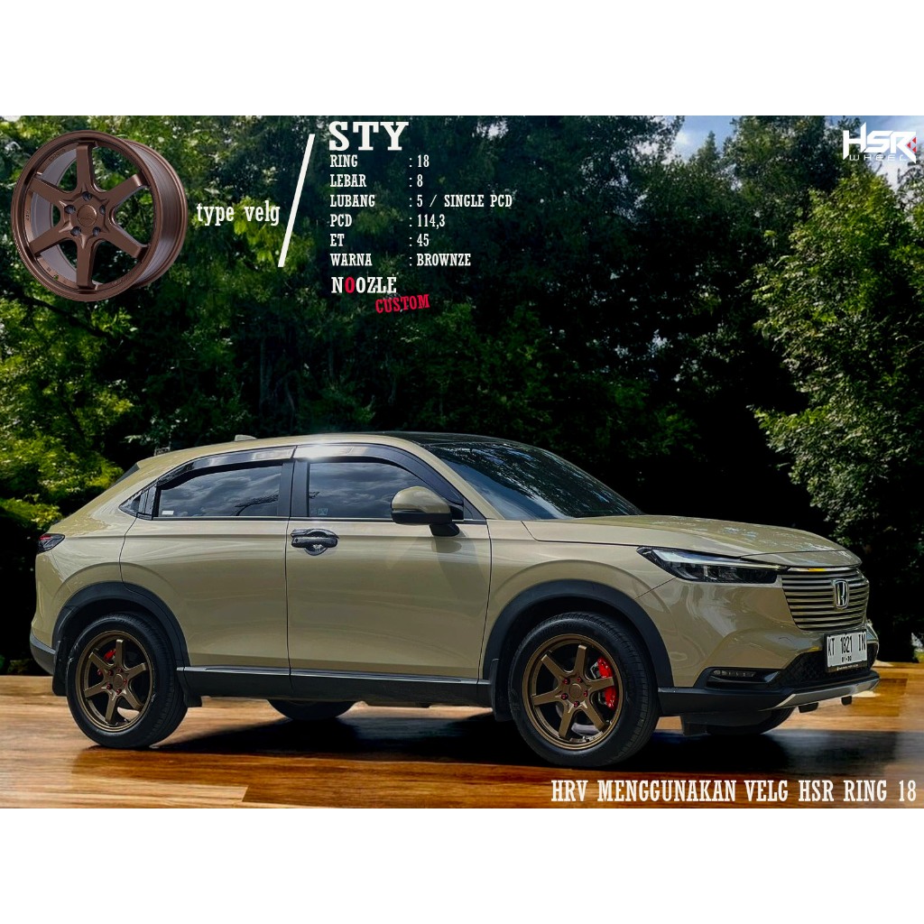 Velg Mobil HRV CRV BRV Ring 18 Pelek Racing Variasi R18 Type HSR STY Lubang 5 Bronze Palang 6