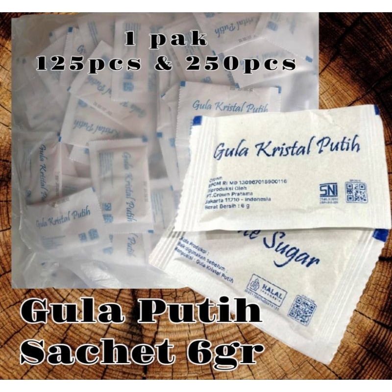 

Gula Putih Sachet 6gr/Gula Hotel/Gula Resto (1pack isi 125pcs,250pcs) BPOM