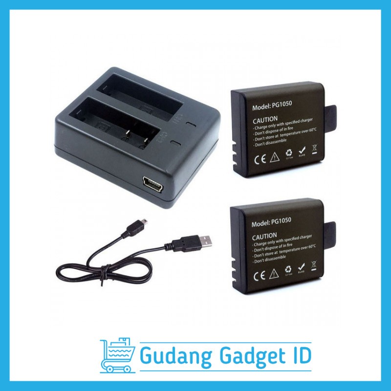 Paket Charger Baterai dan 2 PCS Baterai Action Cam for EKEN H9 H9R SJCAM - AX-SJ4000SC - VNE8WA3H