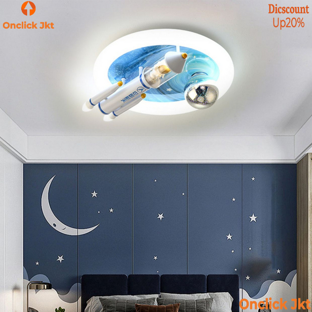 Lampu Plafon LED Kamar Anak Lampu Kamar Tidur Lampu Plafon Model Roket Desain Kreatif Modern