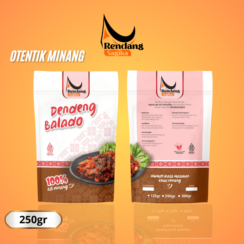 

RENDANG SAGIKA - Dendeng Daging Sapi balado merah 250gr Daging Sapi khas Minang By Rendang Sagika