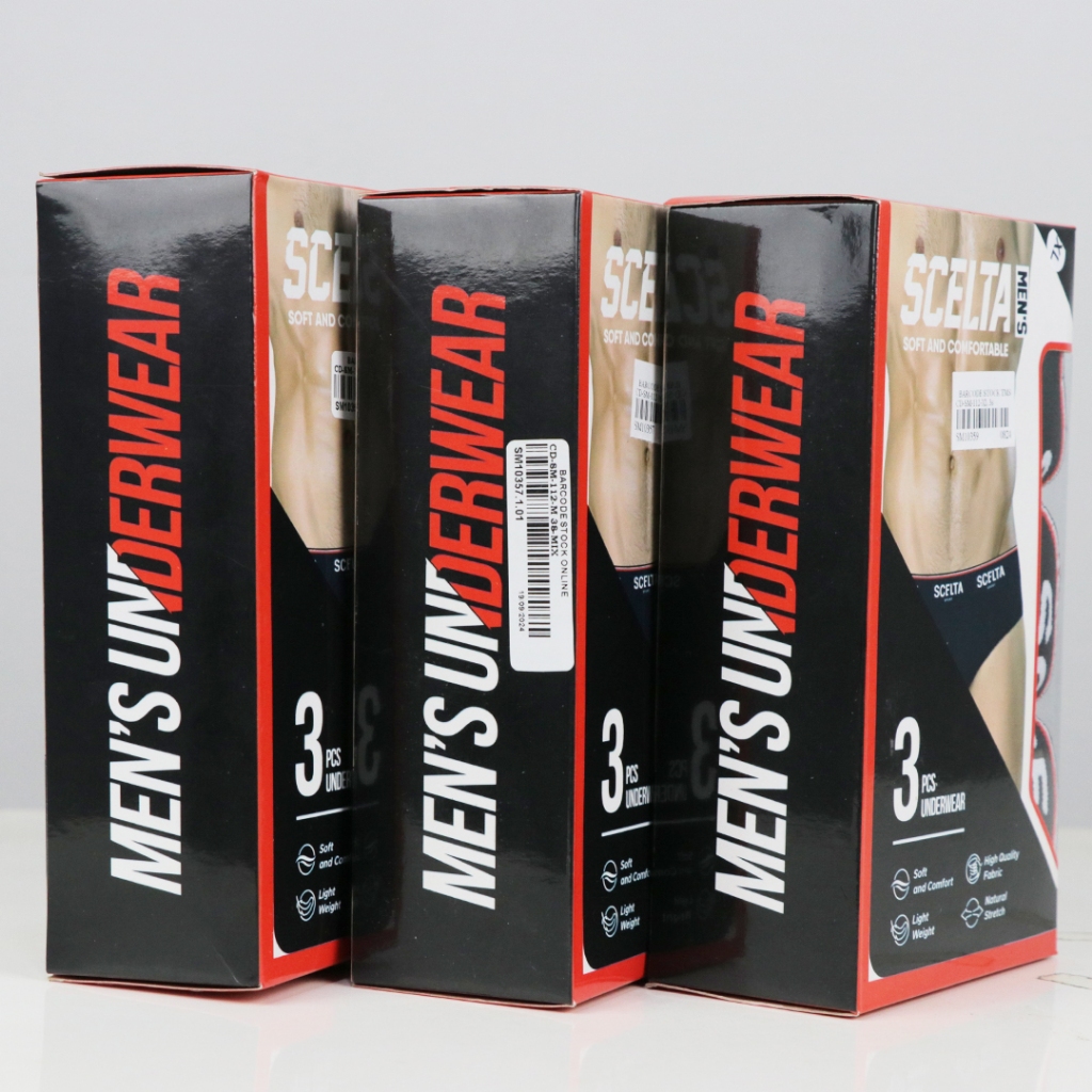 Scelta - 3pcs Celana Dalam Pria Segitiga Cd Cowok Karet SM 112 3s Mix thumbnail 5