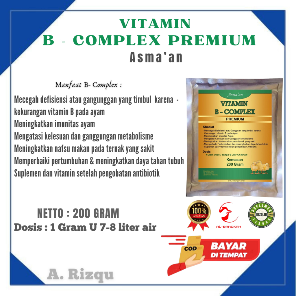VITAMIN B-COMPLEX PREMIUM - Obat ayam broiler - vitamin ayam broiler - suplemen ayam broiler
