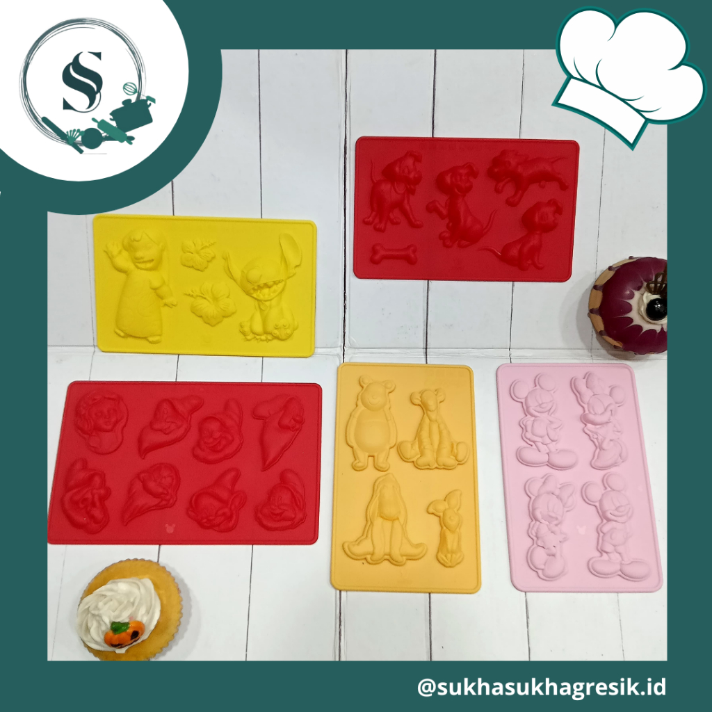 (SSG) CETAKAN SILIKON KARAKTER KARTUN DISNEY | Fondant Clay Cookies Cake Coklat Karakter Kartun Disn