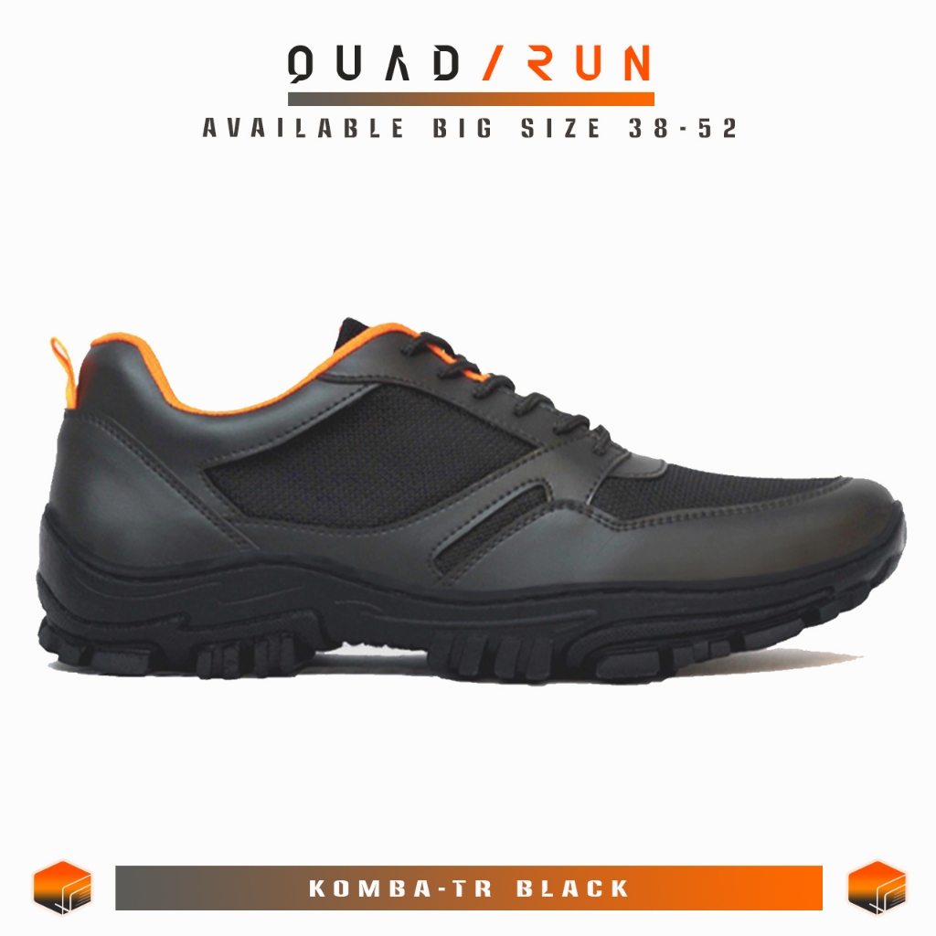 Quadrun Komba Tracking Black Orange Sepatu Gunung Outdoor Adventure Tracking Shoes