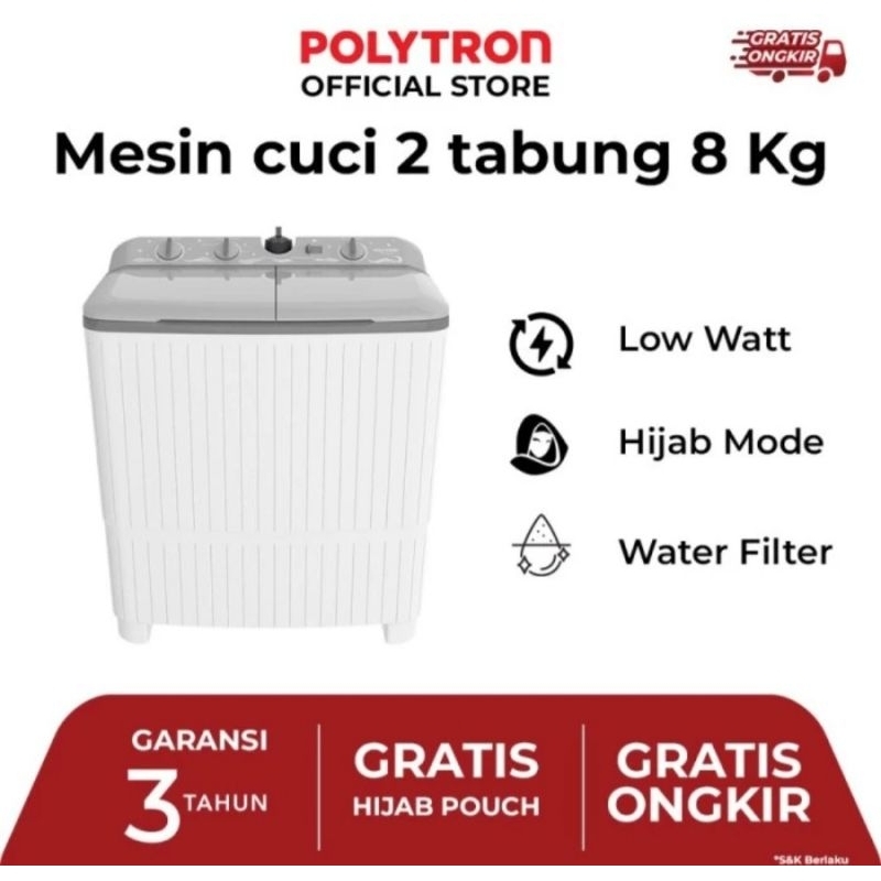 MESIN CUCI POLYTRON 2 TABUNG 8KG MESINCUCI POLYTRON 8 KG POLYTRON MESINCUCI 8KG 2TABUNG