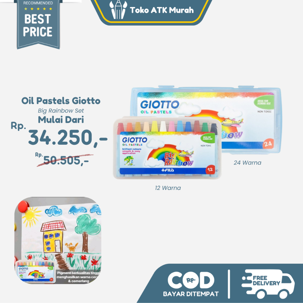 

Giotto Oil Pastel 12 Warna / 24 Warna / 55 Warna Set Big Rainbow ( Crayon )