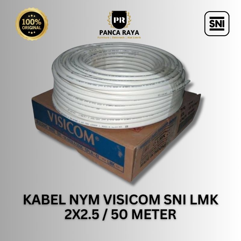 KABEL NYM VISICOM 2X2.5 MM TEMBAGA MURNI SNI LMK - PANJANG 25M & 50M