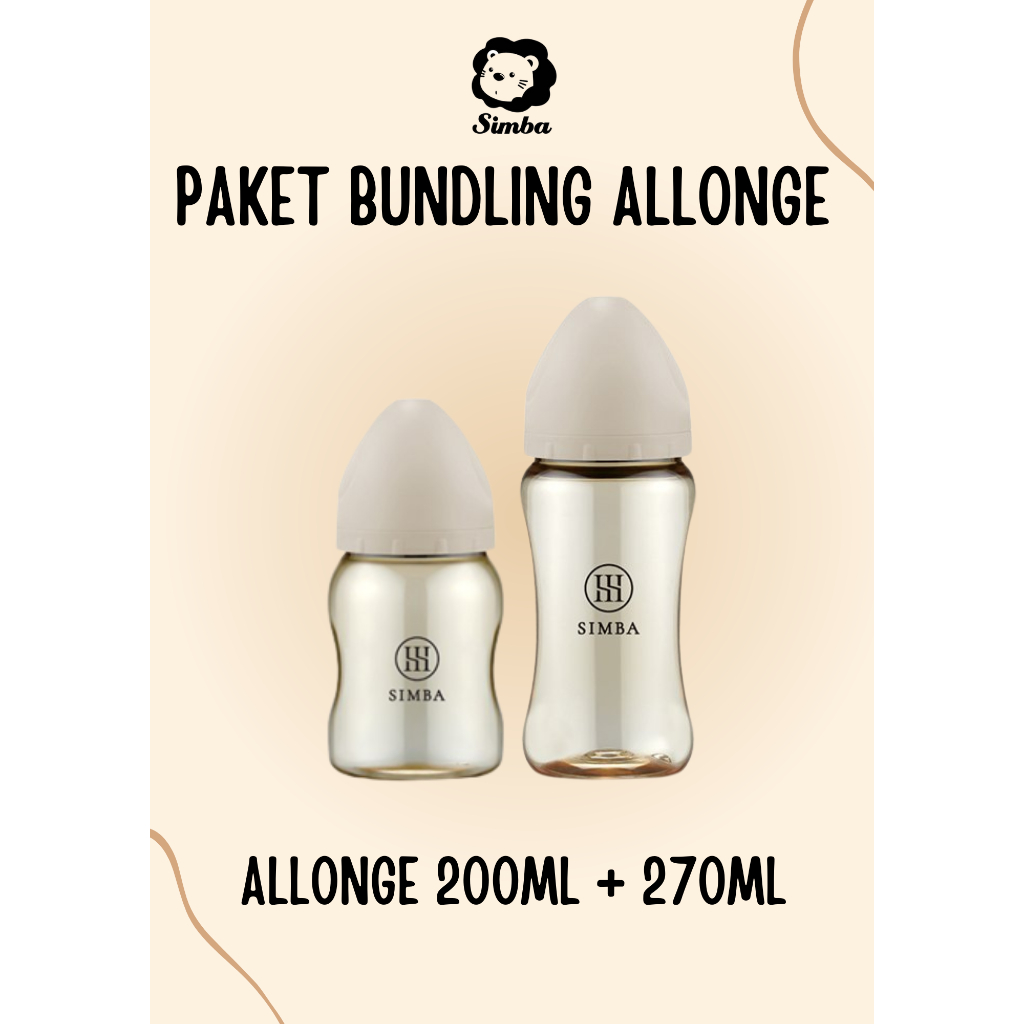 PRAKASADEMON - SIMBA PAKET BOTOL SUSU BAYI ALLONGE 200ML + 270ML DOT MIRIP PUTING IBU ANTI KOLIK