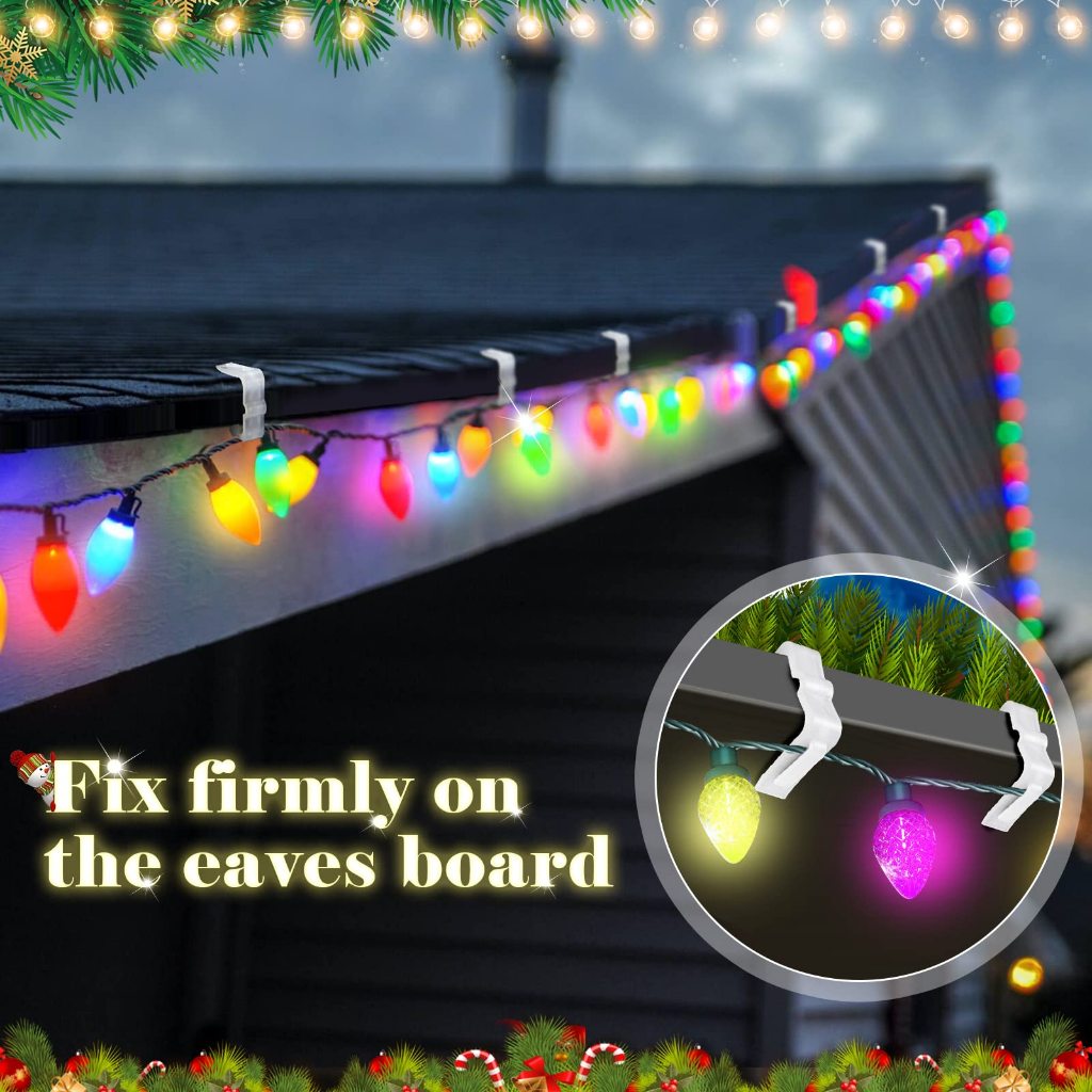 50Pcs Light Clips Outdoor Hooks Plastik Abs Universal Light Hanger Hooks Plastic Light Clips Tahan
