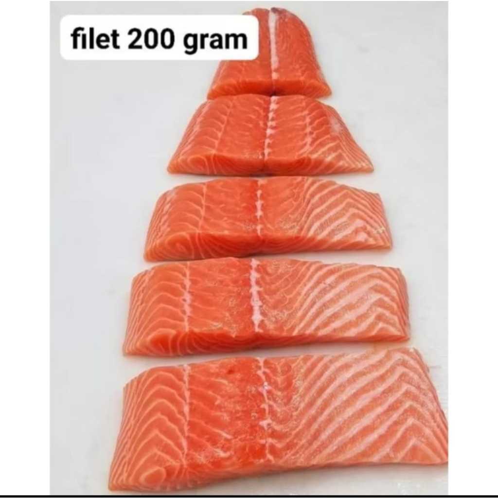 

Salmon Fillet Premium Import Norwegian Steak Cut Frozen Ikan Segar potongan Steak beku 100 gr