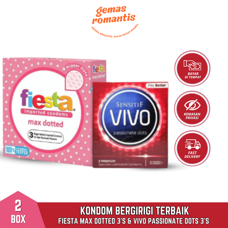 Kondom Fiesta Max Dotted Isi 3 & Vivo Passionate Dots isi 3 Pcs - Kondom Bergerigi Terbaik