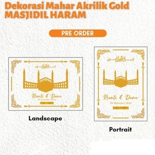 DEKORASI MAHAR KA'BAH MASJIDIL HARAM Akrilik Mirror Gold Emas