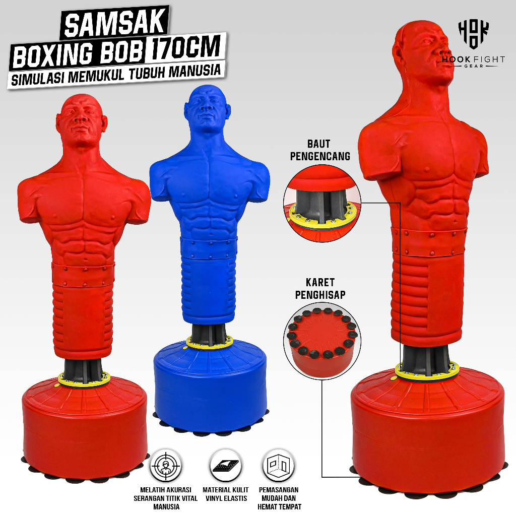 Samsak Berdiri Manusia Boxing Bob 170cm Boxing Bob Dummy Samsak Berdiri Manusia Hook Patung Boxing B