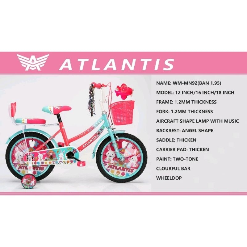 SEPEDA Anak MINI ATLANTIS 12" 16" 18" BUNNY