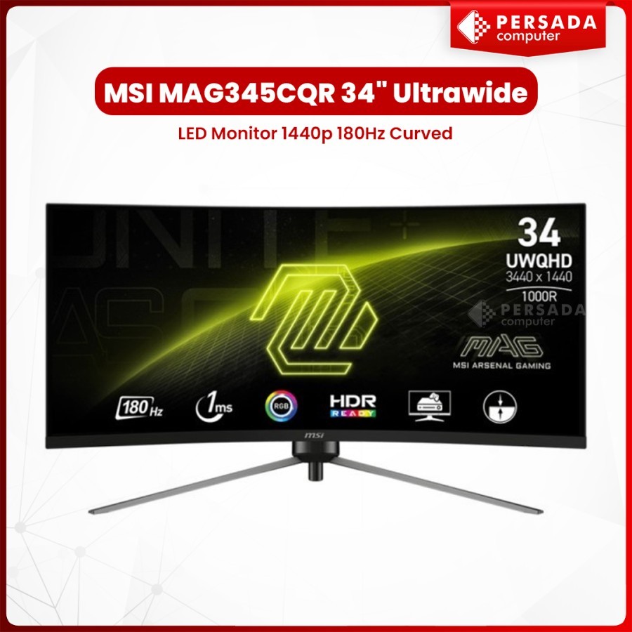 MSI MAG345CQR 34" Ultrawide LED Monitor 1440p 180Hz Curved