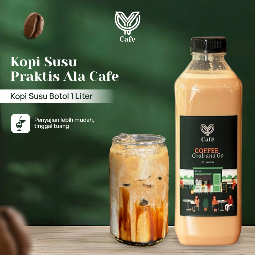 

Kopi Susu 1 Liter - Minuman Kemasan Kopi Susu Gula Aren / Cafe Latte - Kopi Kemasan Botol Praktis Ready To Drink by Y Cafe