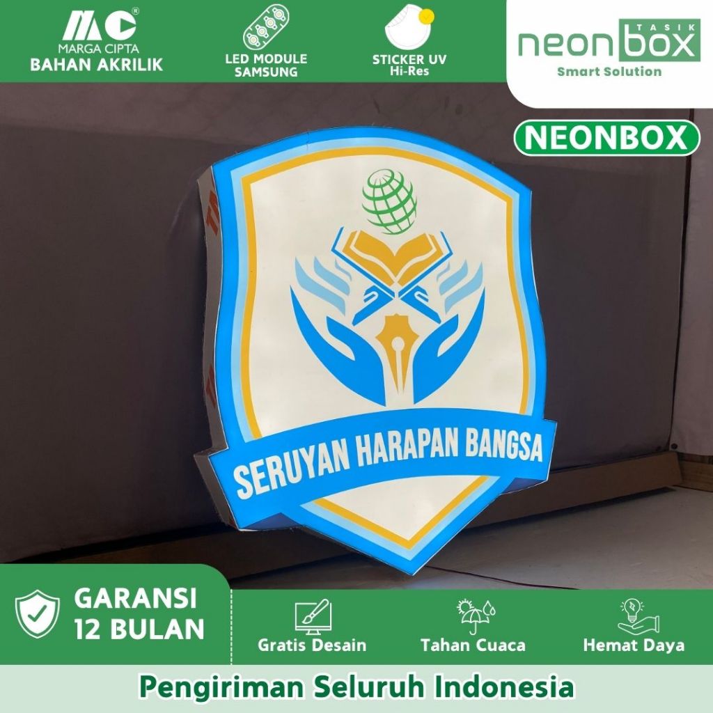 Neon Box Akrilik Custom Logo 1 Sisi Neon Box Cutting Free Desain Neon Box Bentuk Bulat Kotak Oval Pe