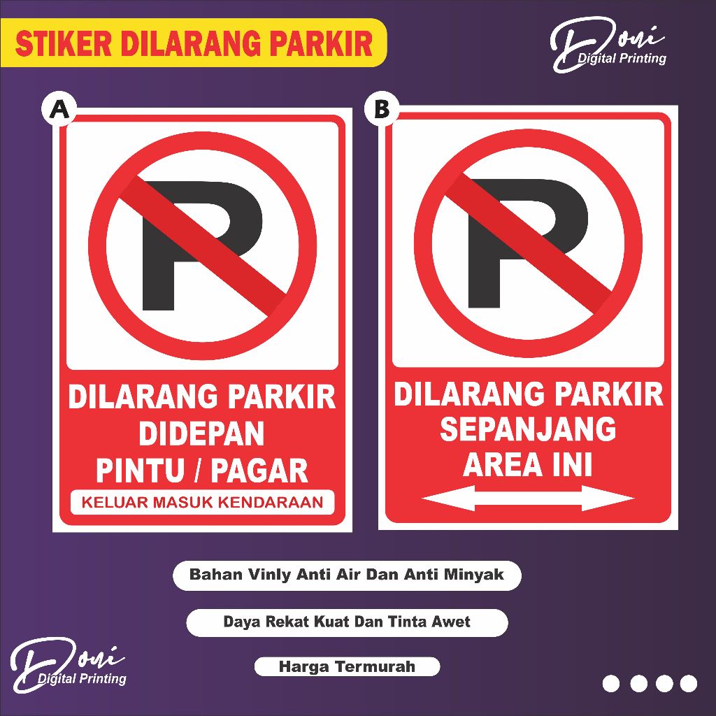 Stiker Dilarang Parkir / Dilarang Parkir / Stiker Dilarang Parkir Depan Pintu Pagar