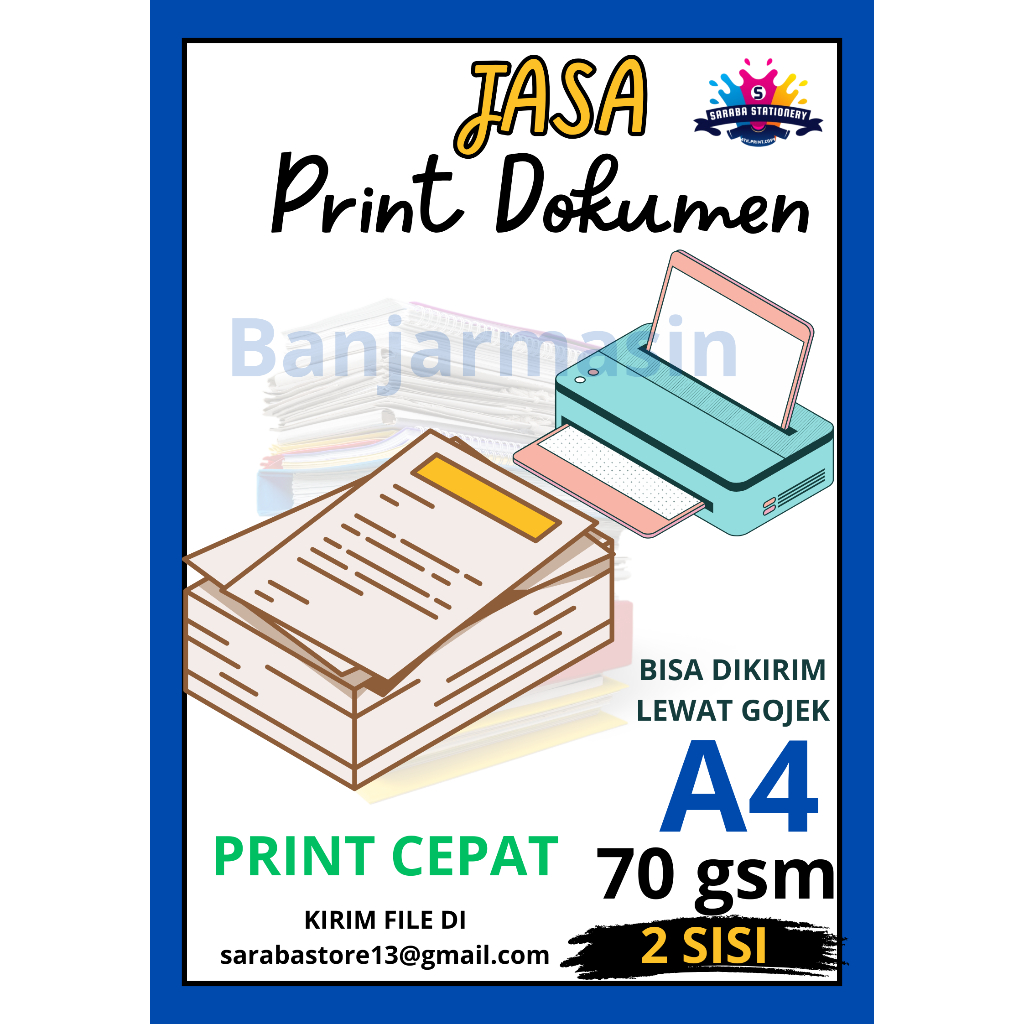 

Jasa Print/Cetak kertas HVS A4 70 GSM 2 SISI BOLAK BALIK