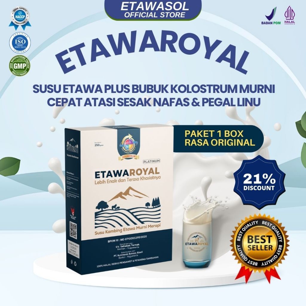 

Susu Kambing ETAWAROYAL - Platinum Rasa Original Untuk Sesak Nafas dan Nyeri Dada - Kemasan 250gr 1 Box