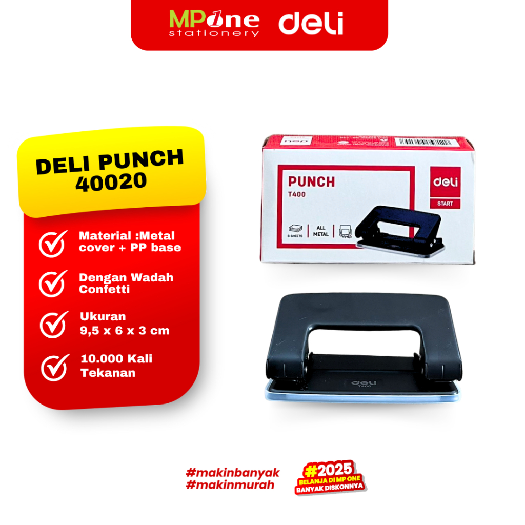 

DELI Punch T40020 No.40 / Pembolong Kertas 2 Lubang 8 Sheet / Punch Pembolong Kertas Ukuran Sedang DELI 40020