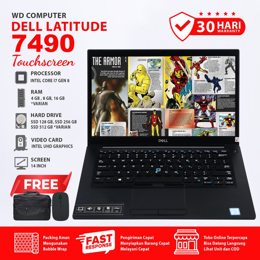 Dell 7490 Touchscreen Intel Core I7 Gen 8 I Ram 32 Gb Ssd NVME 1 TB I Bonus Mouse Dan Tas
